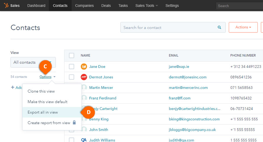 HubSpot Export All Contacts