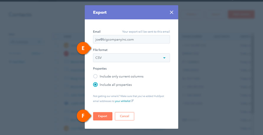 HubSpot Export Email