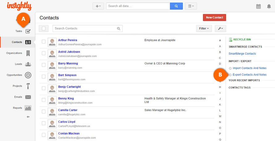 Insightly Contacts Export