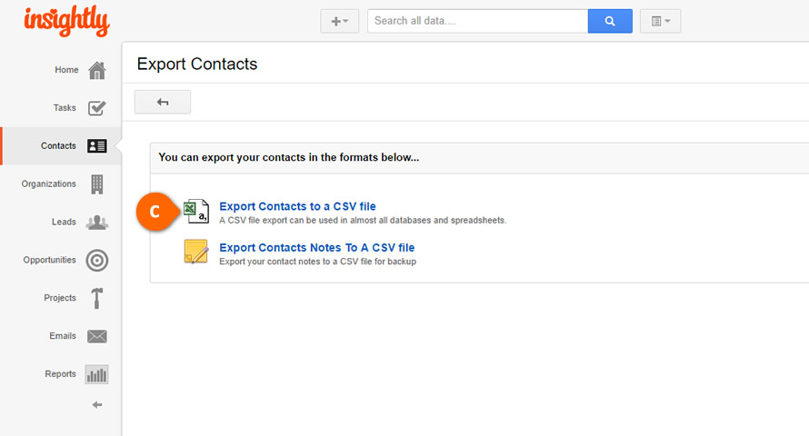 Insightly Contacts Export
