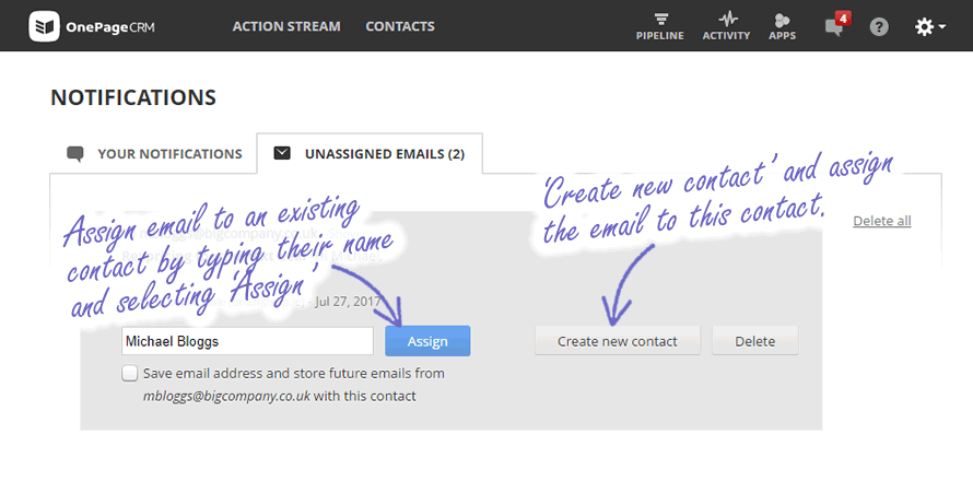Unassigned email notifications
