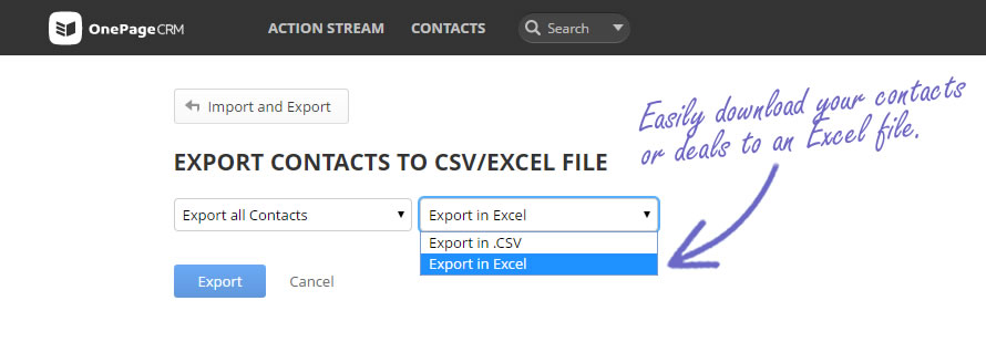 Export to an Excel file