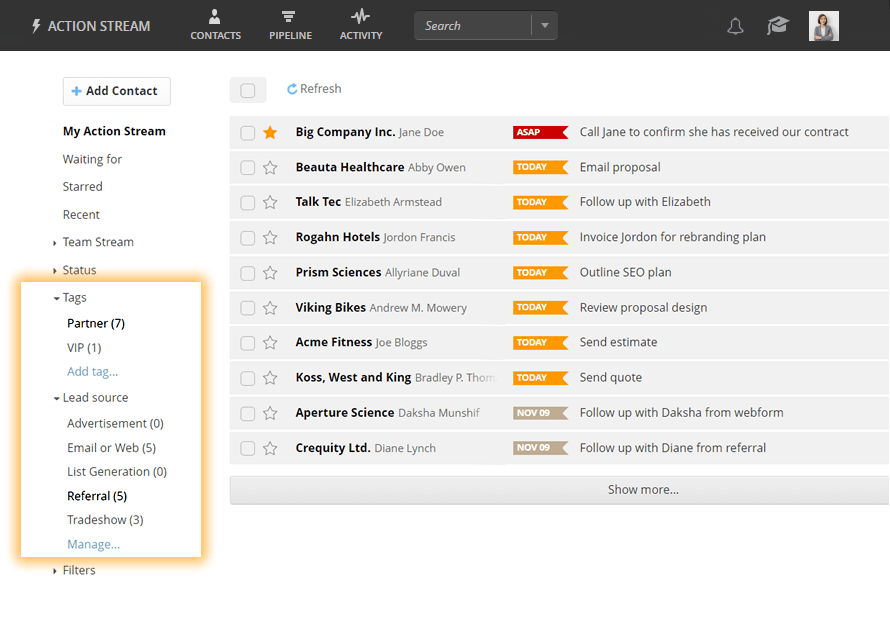 Automate tags and statuses in OnePageCRM