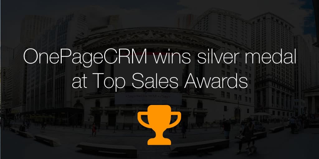 OnePageCRM wins silver medal at Top Sales Awards