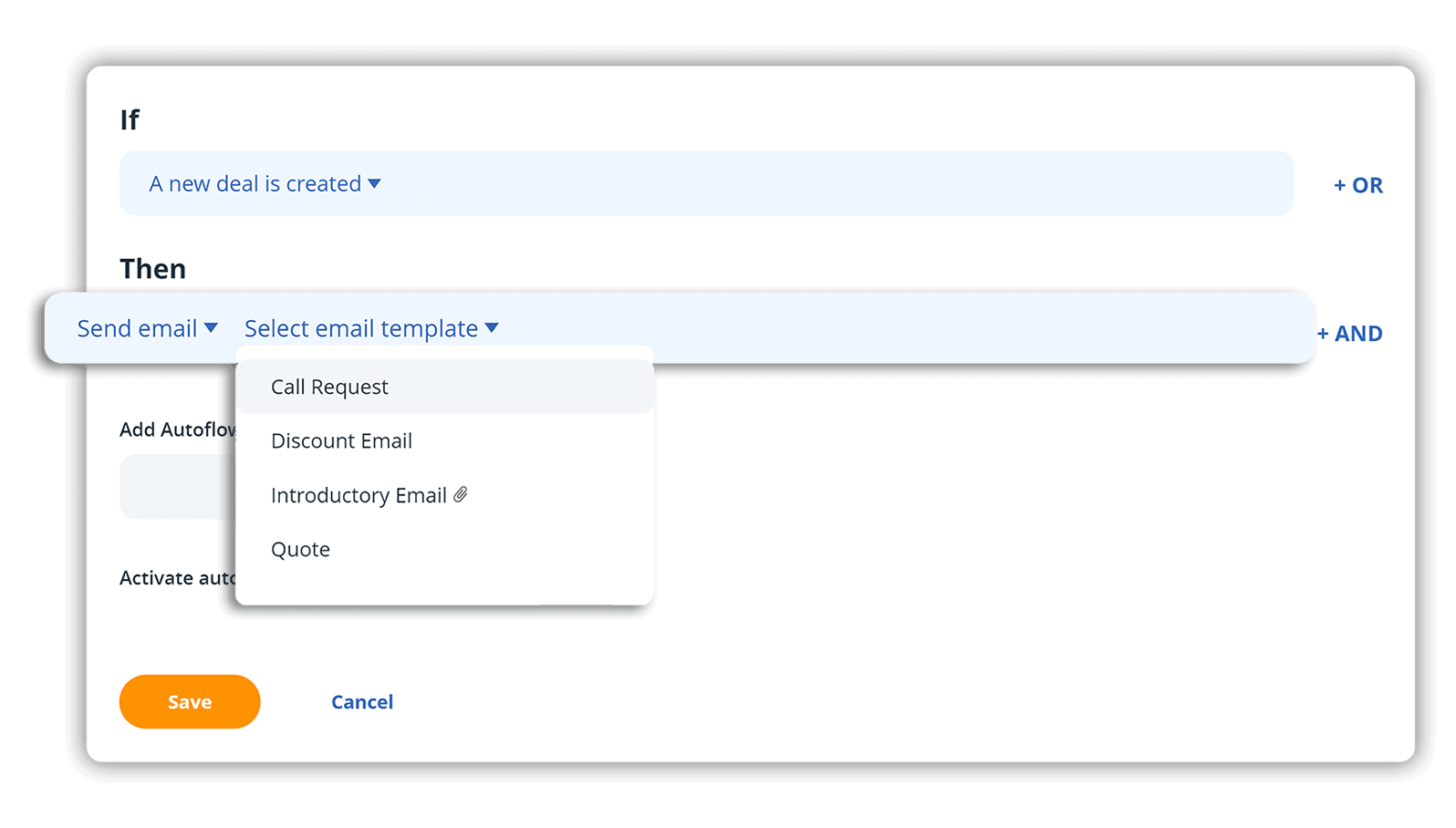 Autoflow allows users to choose a trigger and an operation