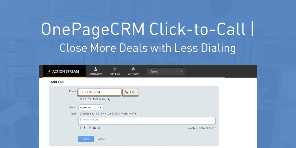 CRM Calling OnePageCRM