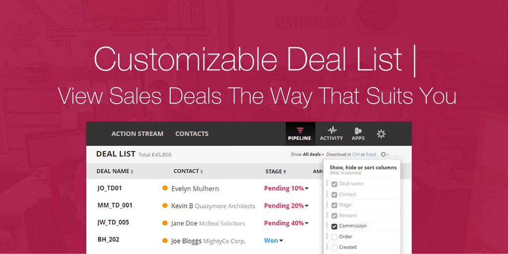 Customizable Deal List | View Sales Deals The Way That Suits You