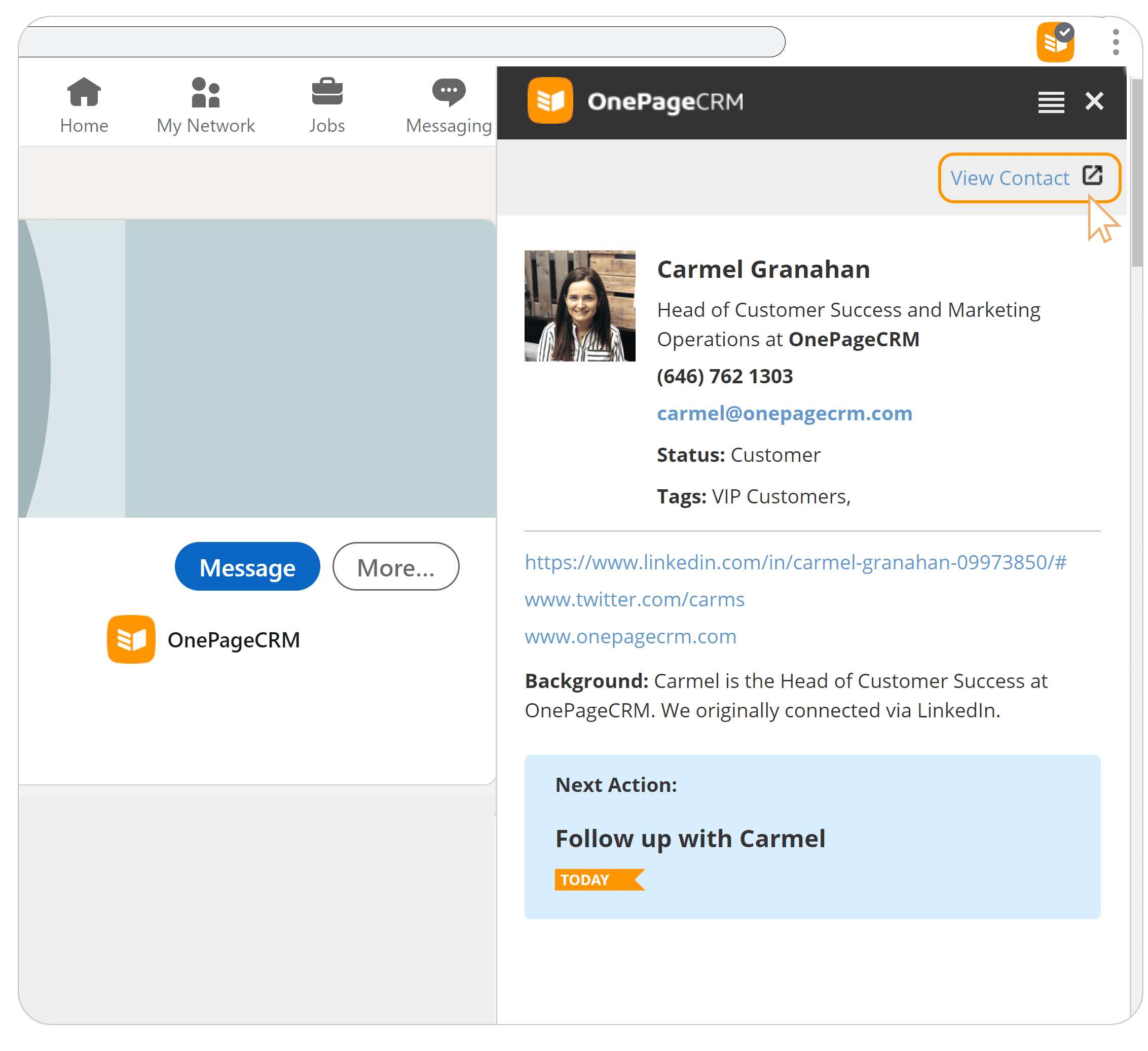 View contact from Lead Clipper form