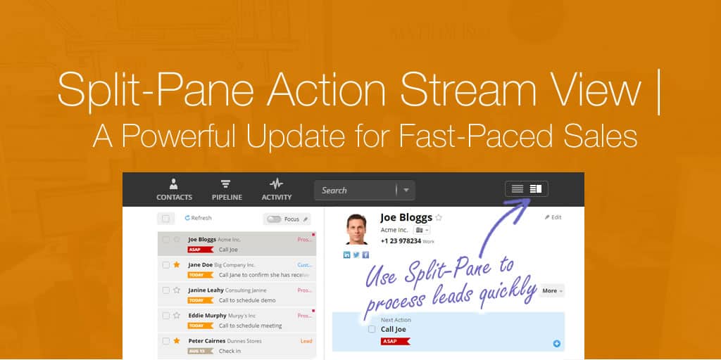 Split-Pane Action Stream View | A Powerful Update for Light-Touch Sales