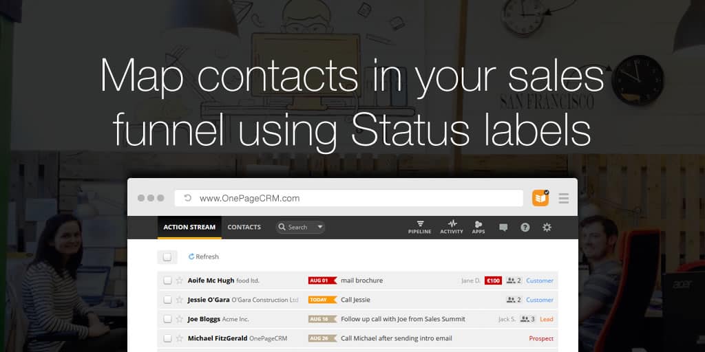 Map contacts in your sales funnel using Status labels