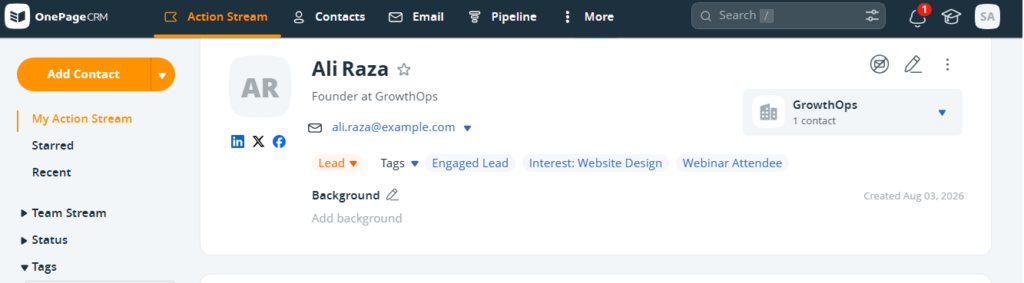 contact tags in onepagecrm