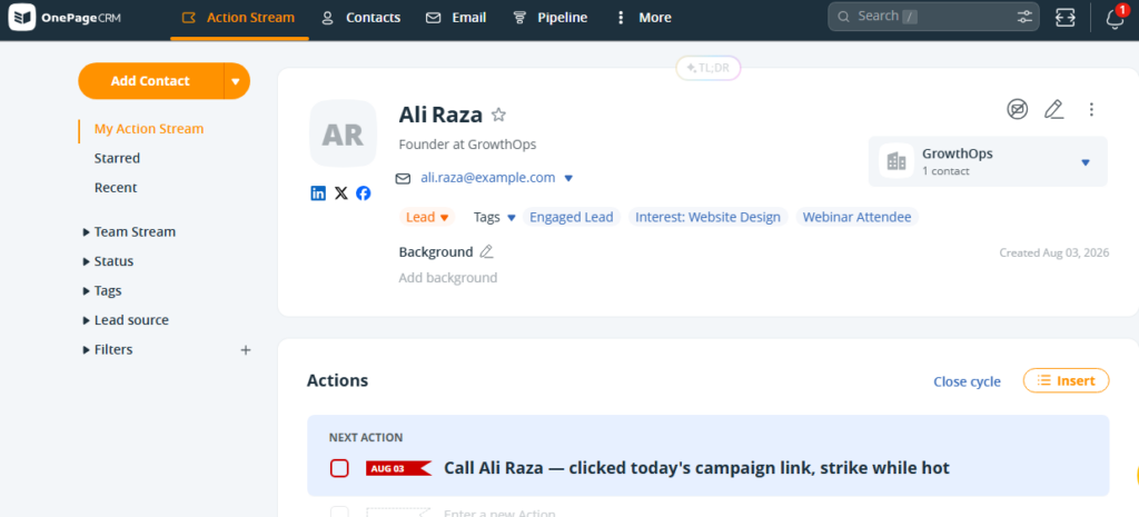 crm follow-up after activecampaign engagement