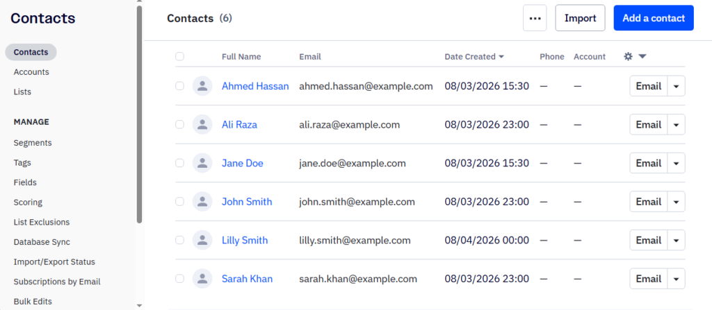 crm contacts imported into activecampaign