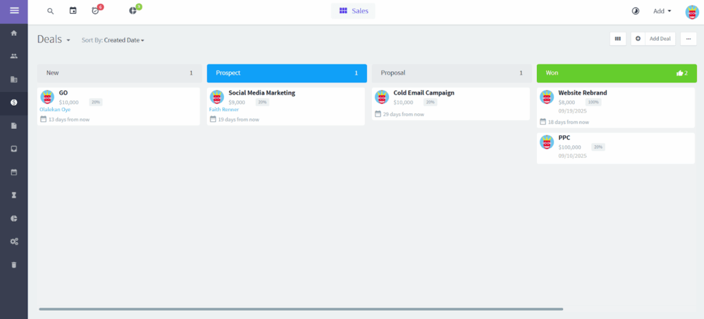 agile crm deal pipeline