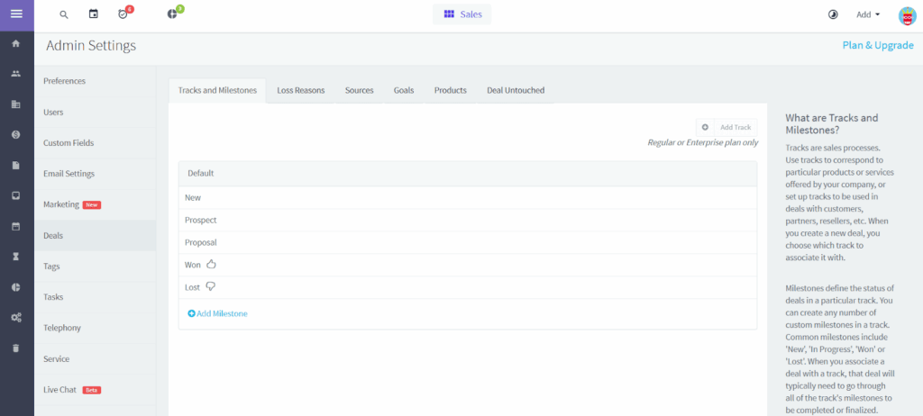 agile crm pipeline settings