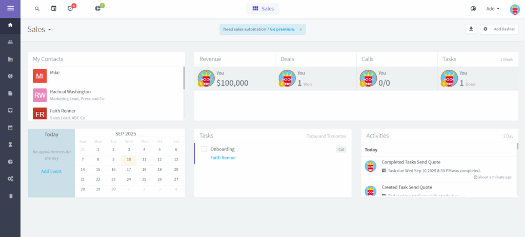 agile crm homepage