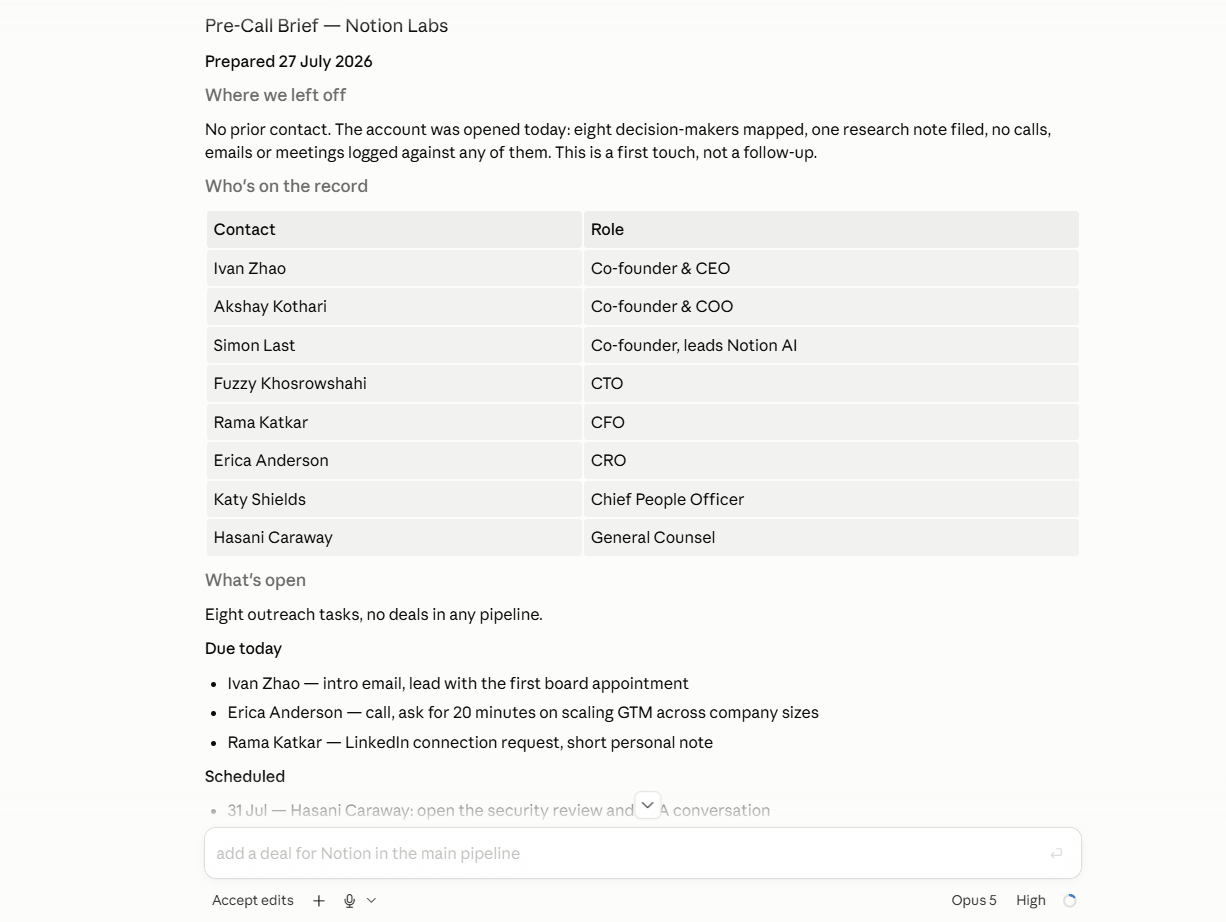 ai assistant call prep in onepagecrm