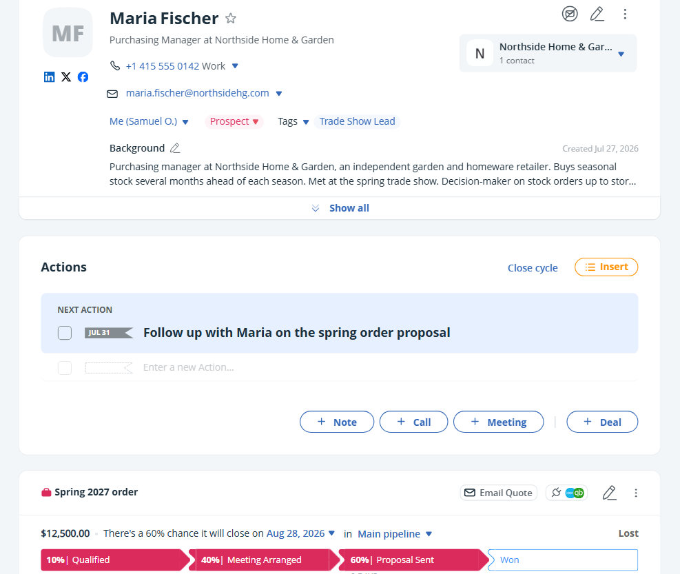 ai assistant data entry in onepagecrm