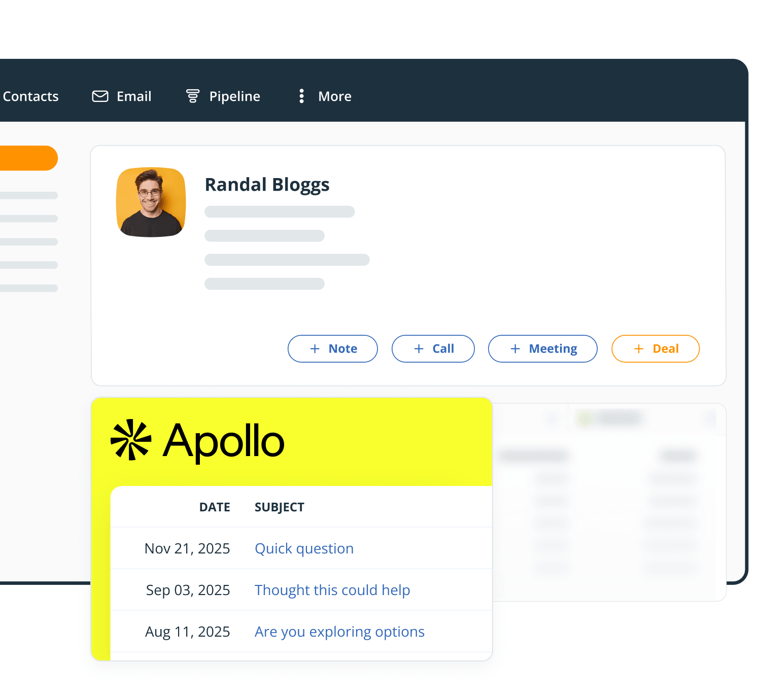 Apollo.io CRM widget