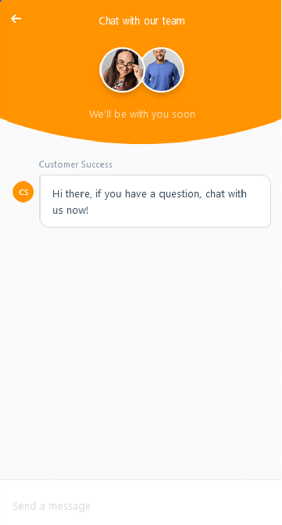 example of a live chat on a website