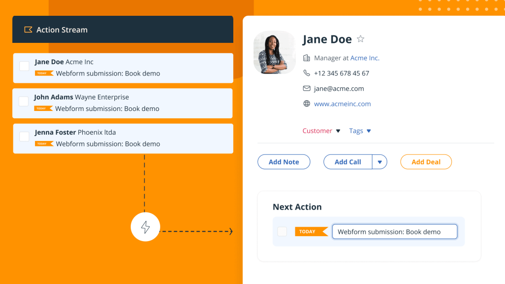 a CRM system with follow up reminders and task management