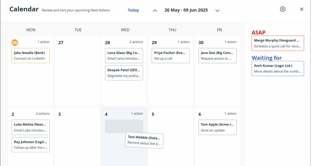 simple crm with a calendar view