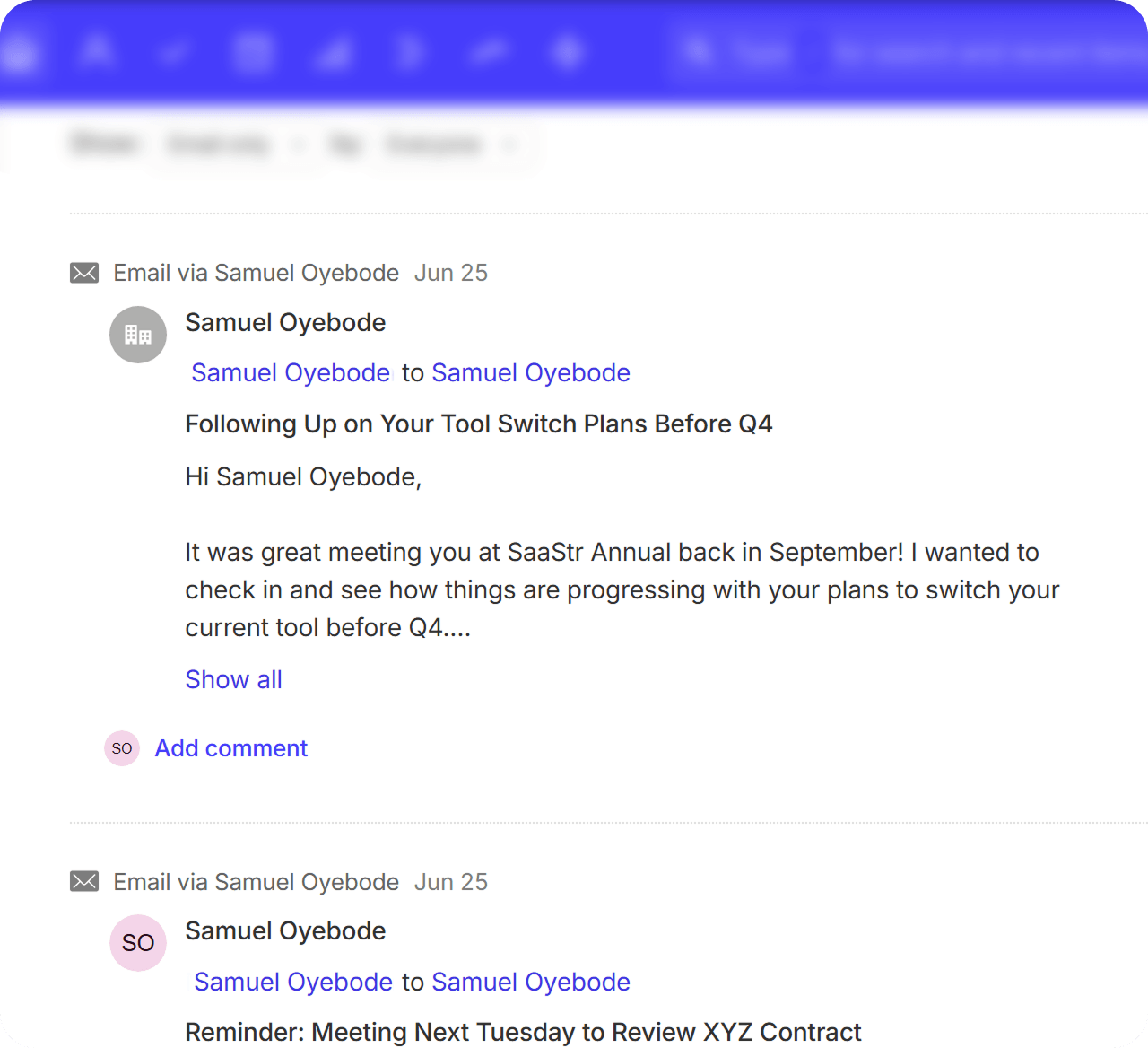 Capsule email sync
