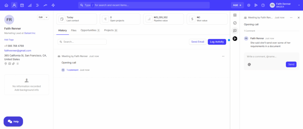 capsule crm contact page