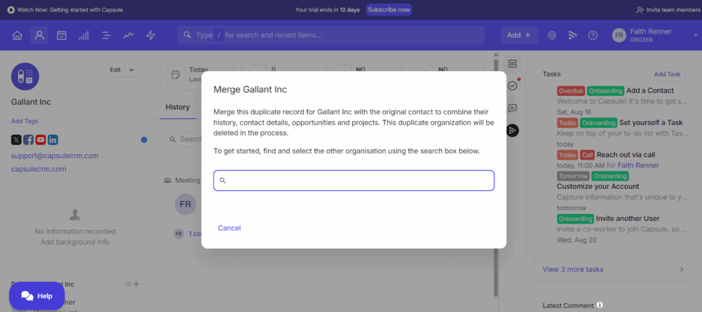merge duplicate in capsule crm
