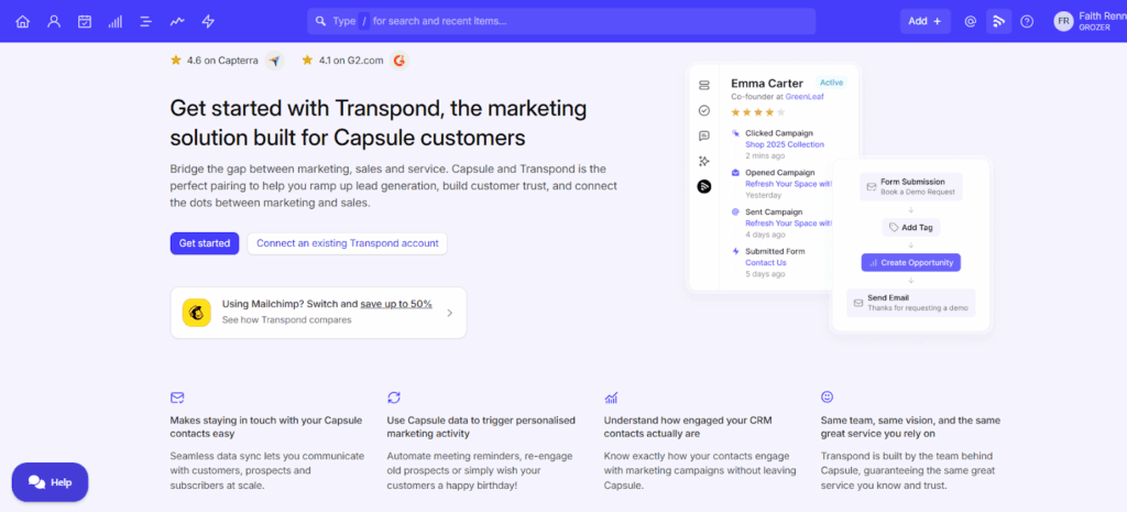 email marketing in capsule crm