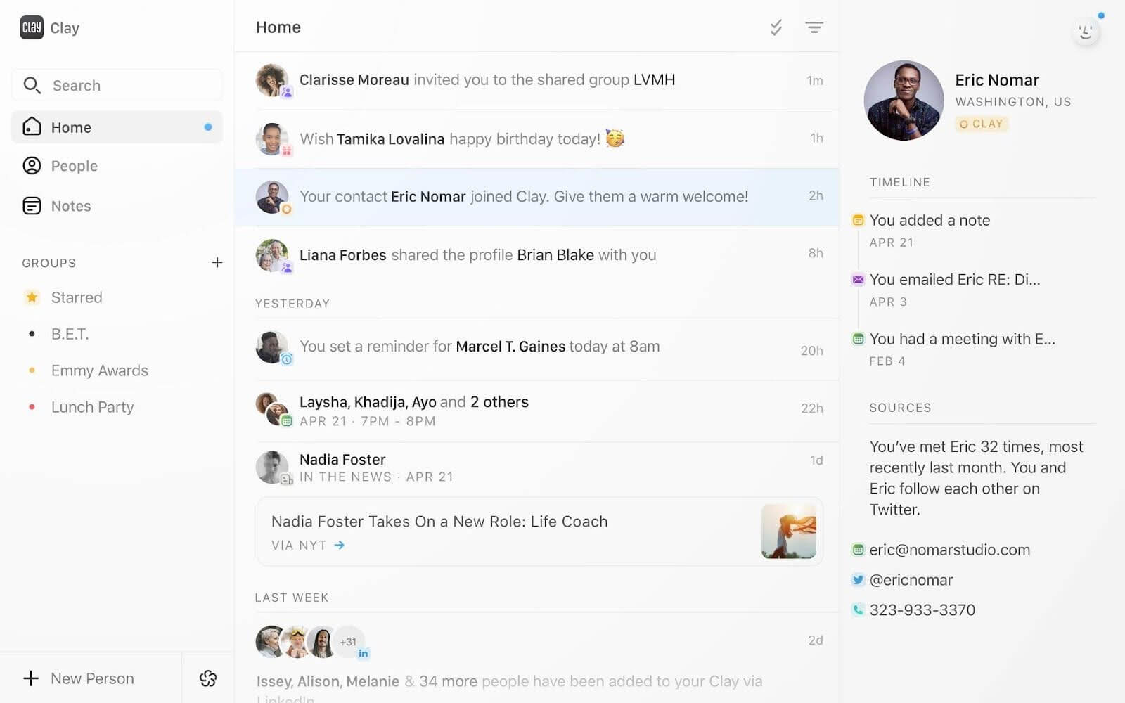 Clay affordable CRM solution for small businesses