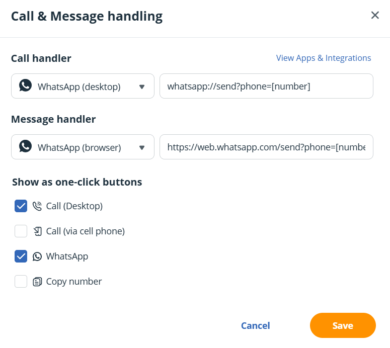 configure quick buttons in your crm