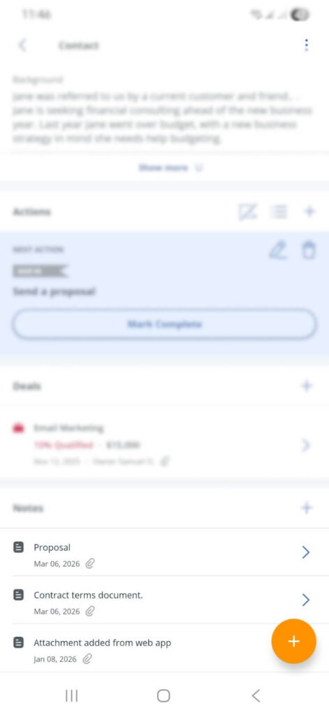 files and attachments in contacts app