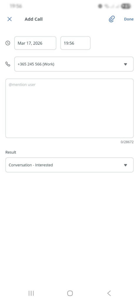 log calls in contact manager
