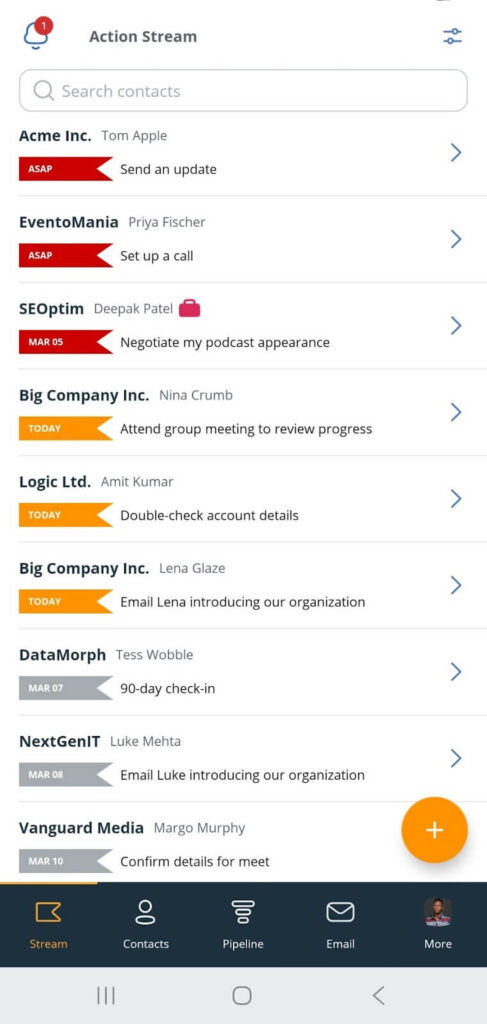onepagecrm contact manager