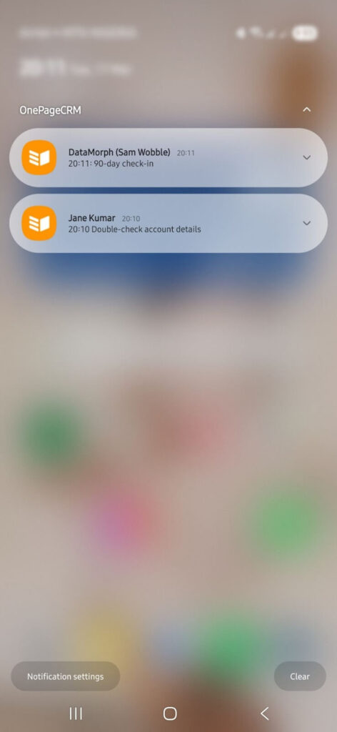 daily mobile notifications in contacts app