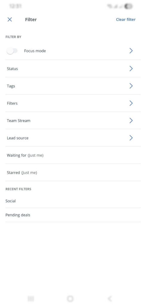 filters in contact manager