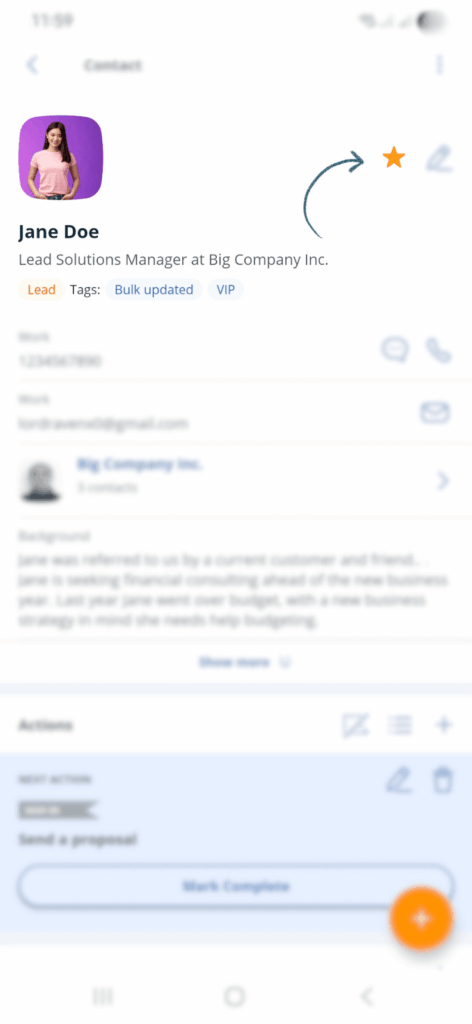 star contacts in contact manager
