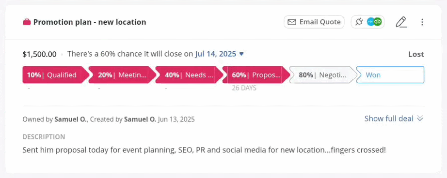 one-click navigation crm