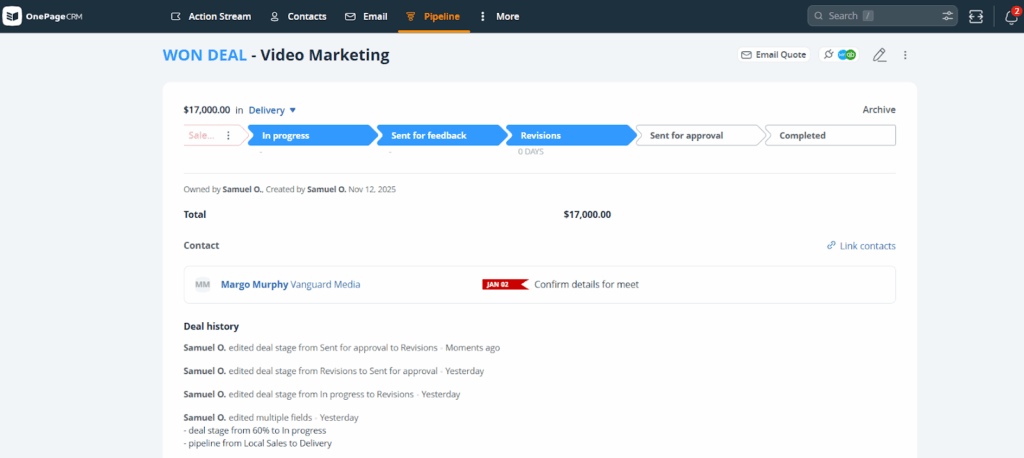 full context to deliver won deal