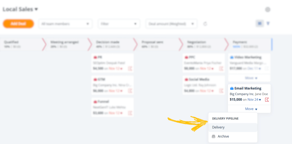 delivery pipeline in crm