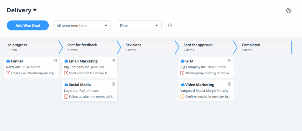 next actions in delivery pipeline