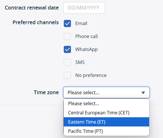 contact custom fields