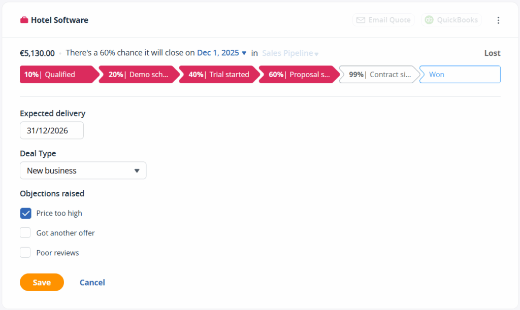deal custom fields in a crm