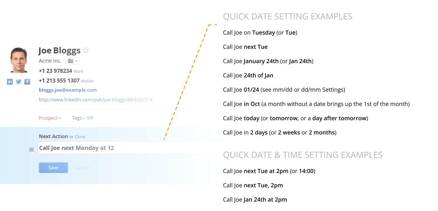 Examples of Smart Date and Time prompts