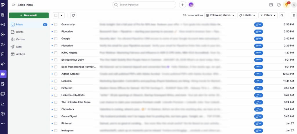 pipedrive email inbox