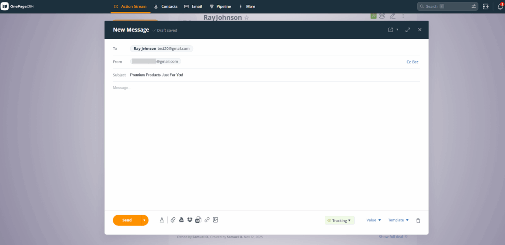 write email in an email crm