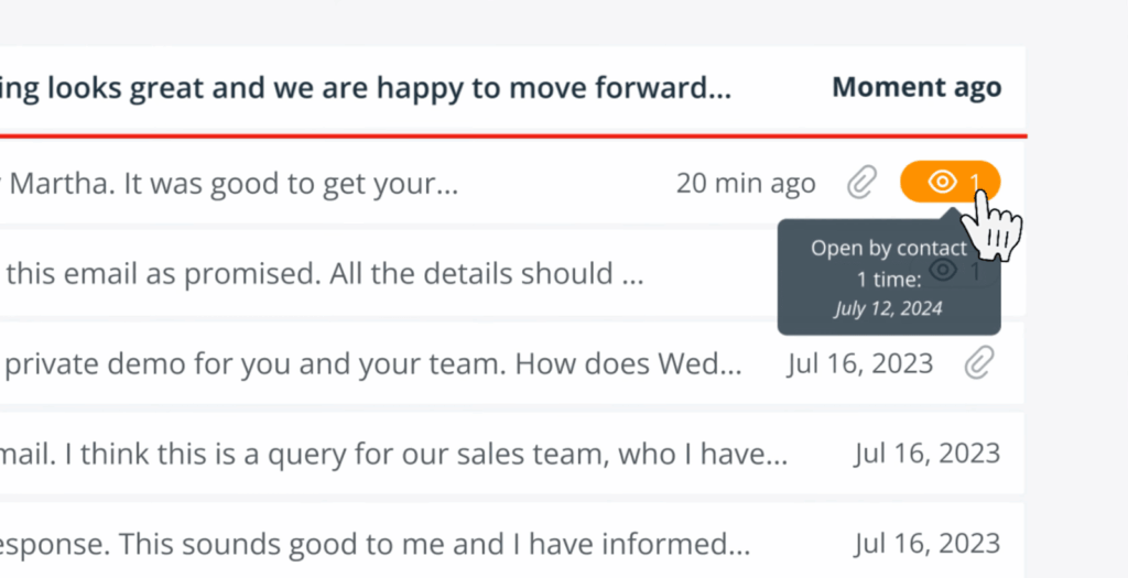 email tracking in email crm