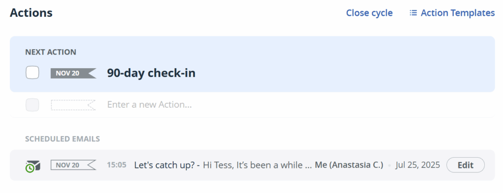 check in email scheduled for the future