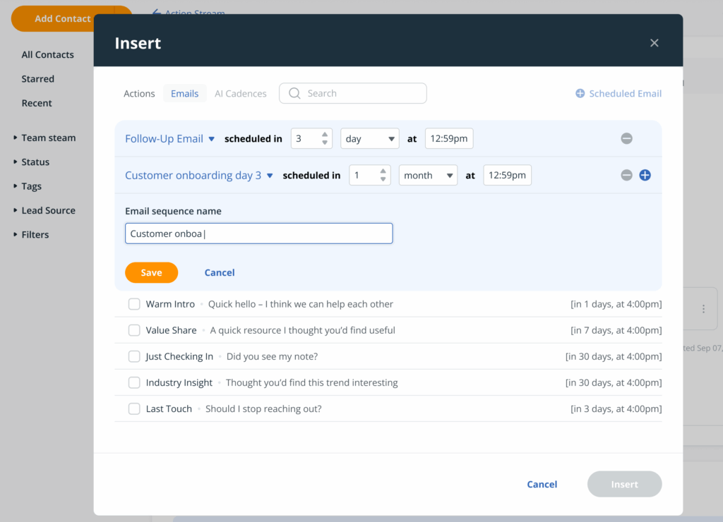 email sequence in crm